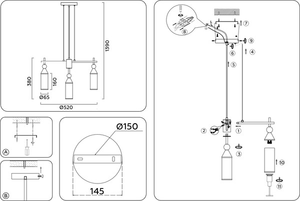 Изображение товара Люстра Ambrella LH55276/5 BS/FR (латунь/белый матовый)