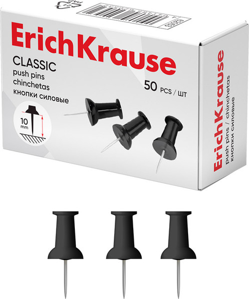 Изображение товара Кнопки канцелярские Erich Krause Classic / 62053 (черный)