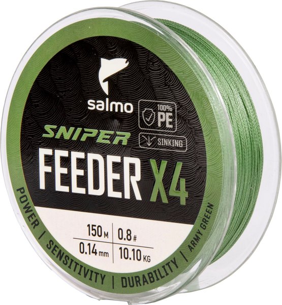 Изображение товара Леска плетеная Salmo Sniper х4 Feeder Braid Army Green 150/014 / 4933-014