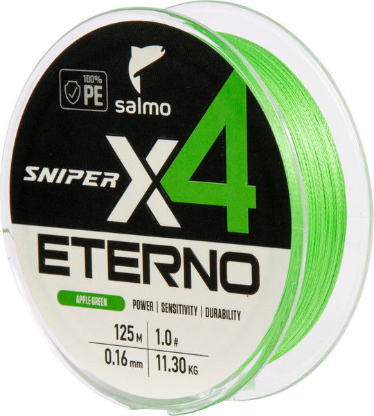 Изображение товара Леска плетеная Salmo Sniper х4 Eterno Braid Apple Green 125/016 / 4932-016
