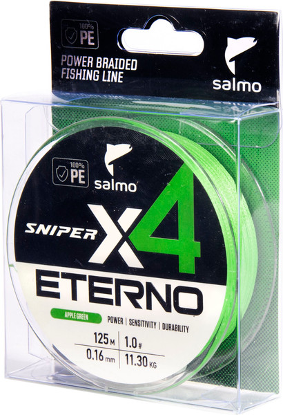 Изображение товара Леска плетеная Salmo Sniper х4 Eterno Braid Apple Green 125/016 / 4932-016