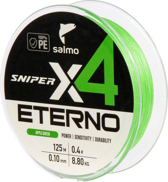 Изображение товара Леска плетеная Salmo Sniper х4 Eterno Braid Apple Green 125/010 / 4932-010