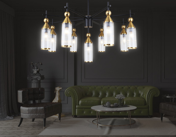 Изображение товара Люстра Ambrella LH55258/9 BK/BS/CL (черный/латунь/прозрачный)