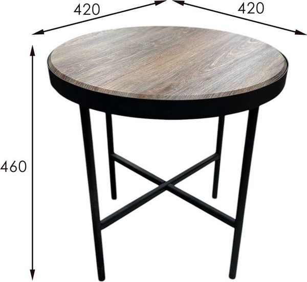 Изображение товара Журнальный столик Мебелик МеталлАрт М011 (коричневый дуб/черный малый)