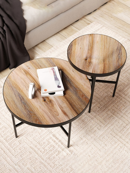 Изображение товара Журнальный столик Мебелик МеталлАрт М011 (коричневый дуб/черный малый)