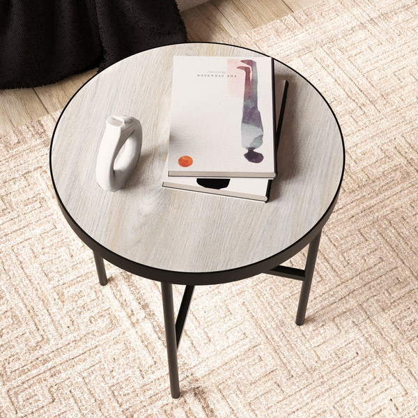 Изображение товара Журнальный столик Мебелик МеталлАрт М011 (бежевый дуб/черный малый)