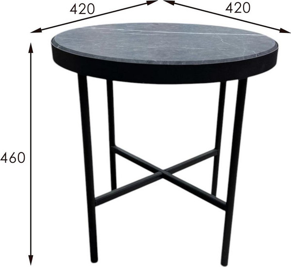 Изображение товара Журнальный столик Мебелик МеталлАрт М011 (черный мрамор/черный малый)