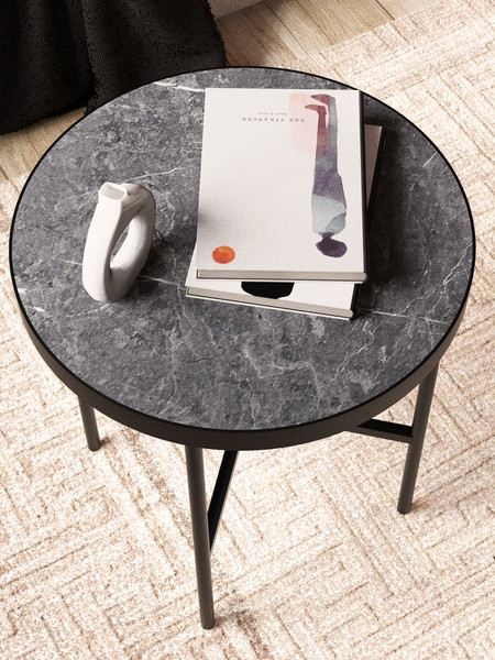 Изображение товара Журнальный столик Мебелик МеталлАрт М011 (черный мрамор/черный малый)