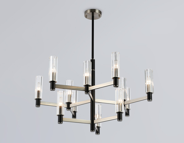 Изображение товара Люстра Ambrella LH55505/12 SN/BK/CL (сатин никель/черный/прозрачный)