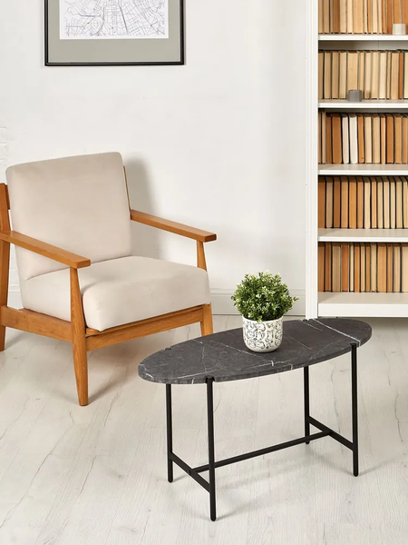 Изображение товара Журнальный столик Мебелик МеталлАрт М025 (черный мрамор/черный)