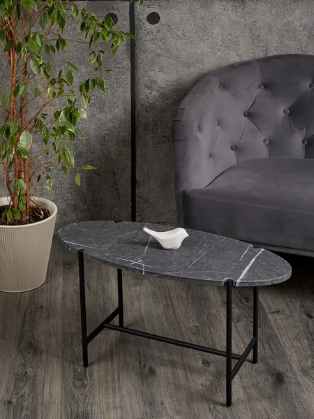 Изображение товара Журнальный столик Мебелик МеталлАрт М025 (черный мрамор/черный)