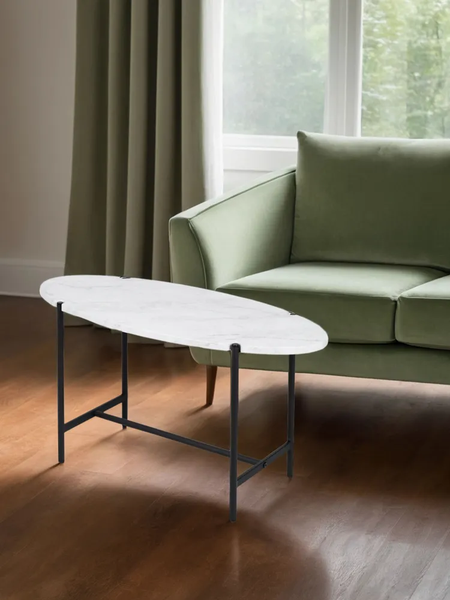 Изображение товара Журнальный столик Мебелик МеталлАрт М025 (белый мрамор/черный)