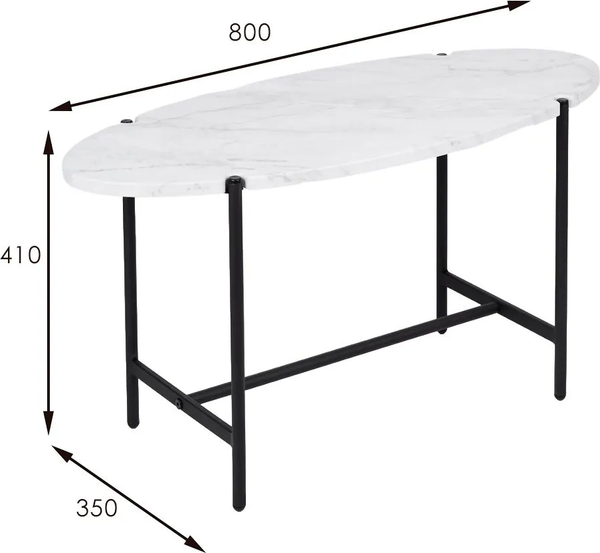Изображение товара Журнальный столик Мебелик МеталлАрт М025 (белый мрамор/черный)