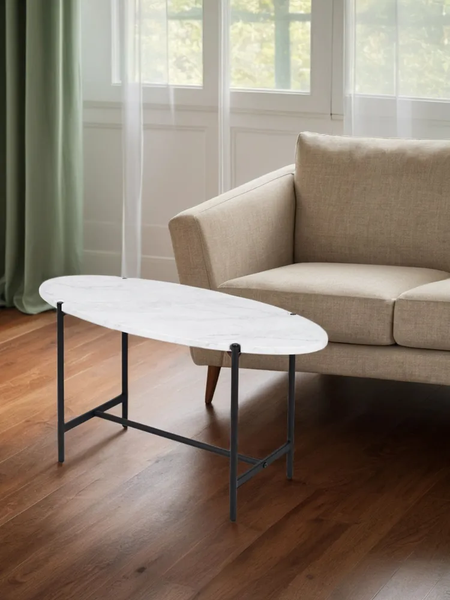 Изображение товара Журнальный столик Мебелик МеталлАрт М025 (белый мрамор/черный)