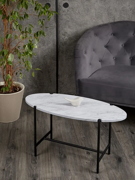 Изображение товара Журнальный столик Мебелик МеталлАрт М025 (белый мрамор/черный)
