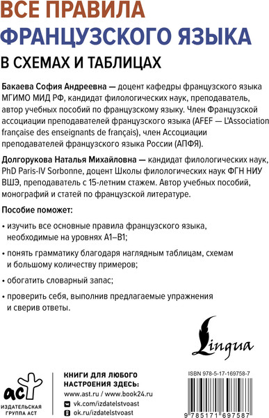 Изображение товара Учебное пособие АСТ Все правила французского языка в схемах и табл., твердая обложка (Бакаева София)