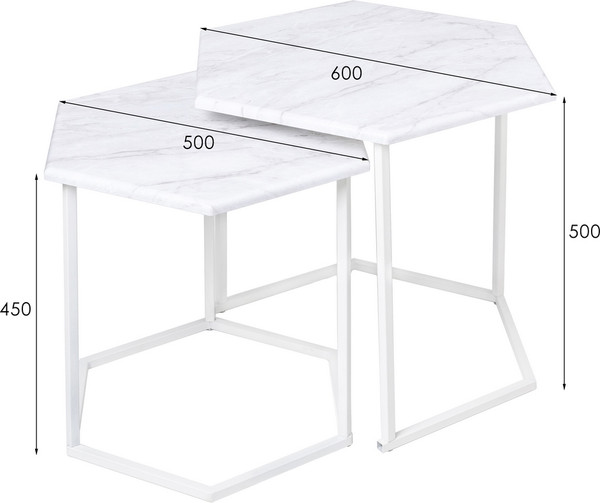 Изображение товара Комплект журнальных столиков Мебелик МеталлАрт М003 (белый мрамор/белый)