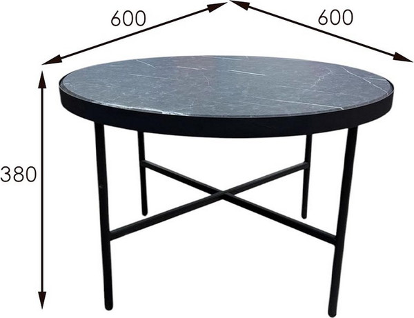Изображение товара Журнальный столик Мебелик МеталлАрт М011 (черный мрамор/черный большой)