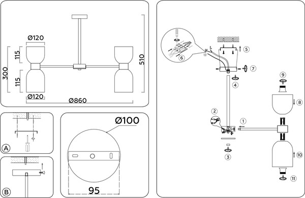 Изображение товара Люстра Ambrella LH56085/16 СH/FR (хром/белый матовый)