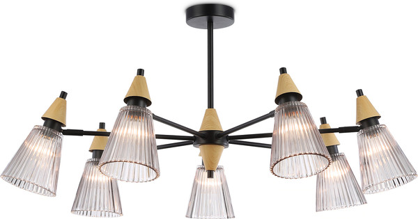 Изображение товара Люстра Ambrella LH58116/7 BK/LW/SM (черный/светлое дерево/дымчатый)