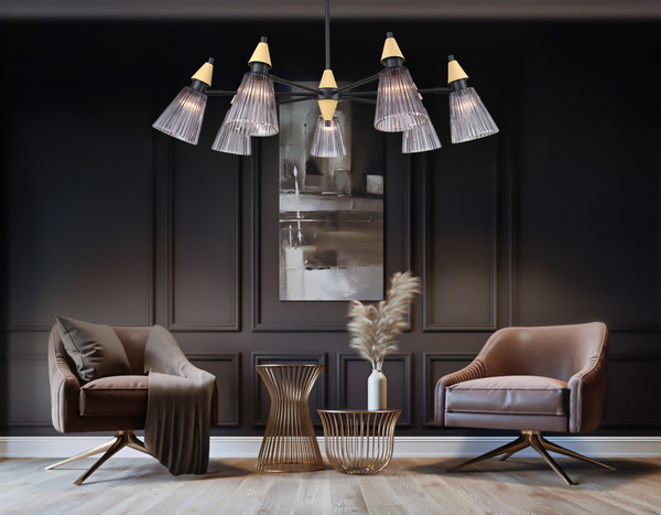 Изображение товара Люстра Ambrella LH58116/7 BK/LW/SM (черный/светлое дерево/дымчатый)