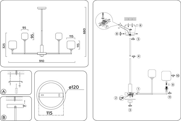 Изображение товара Люстра Ambrella LH53005/12 SN/FR (сатин никель/белый матовый)