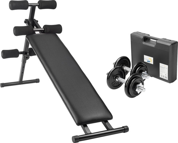 Изображение товара Скамья для пресса Sundays Fitness IRSB06 + Набор гантелей IR92052
