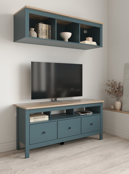 Изображение товара Полка-ячейка Mio Tesoro Сага навесная 3 секции (темно-бирюзовый/ясень)