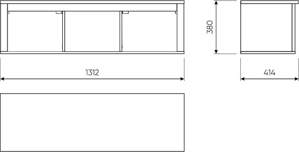 Изображение товара Полка-ячейка Mio Tesoro Сага навесная 3 секции (темно-бирюзовый/ясень)