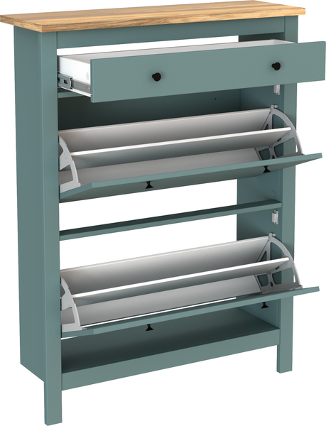 Изображение товара Тумба для обуви Mio Tesoro Сага 92x122 2.08.10.190.16 (темно-бирюзовый/ясень)