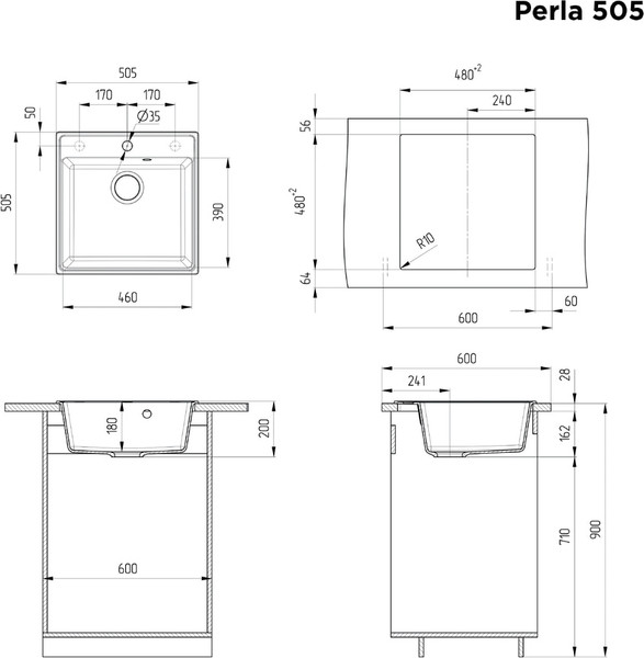 Изображение товара Мойка кухонная Maunfeld Perla 505 / MFQS-505LBG (светло-бежевый)