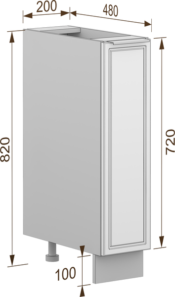 Изображение товара Шкаф-стол кухонный Arvento Корнелия Флок-плюс НШ20р без столешницы (белый софт)