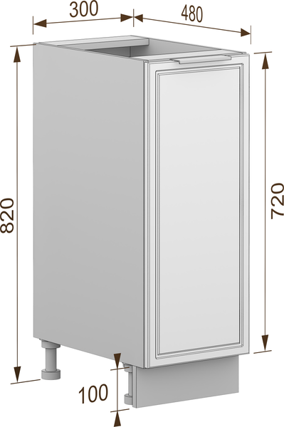 Изображение товара Шкаф-стол кухонный Arvento Корнелия Флок-плюс НШ30р без столешницы (белый софт)