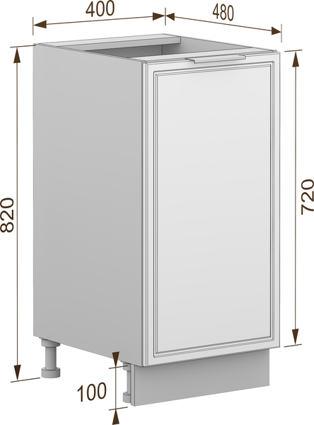 Изображение товара Шкаф-стол кухонный Arvento Корнелия Флок-плюс НШ40р без столешницы (белый софт)