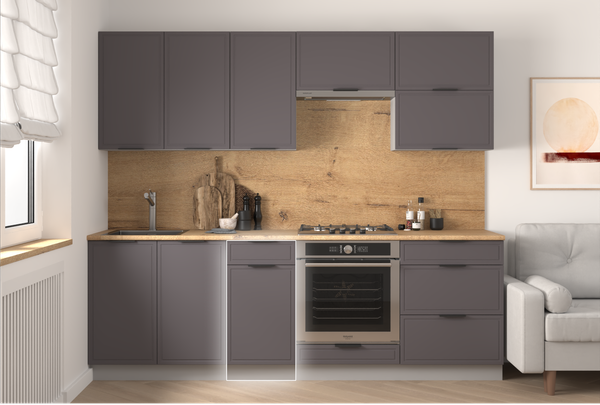 Изображение товара Шкаф-стол кухонный Arvento Корнелия Флок-плюс НШ40р1ш без столешницы (графит софт)