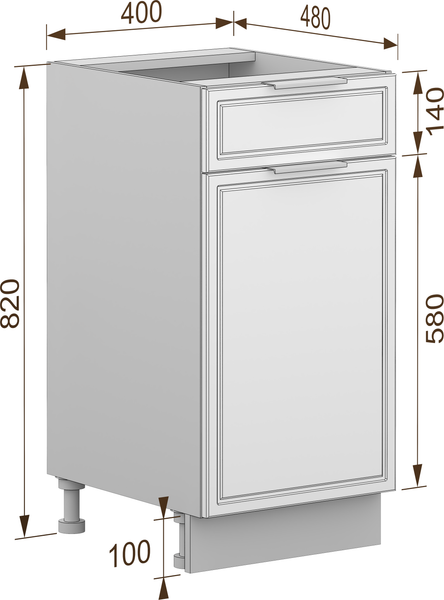 Изображение товара Шкаф-стол кухонный Arvento Корнелия Флок-плюс НШ40р1ш без столешницы (графит софт)