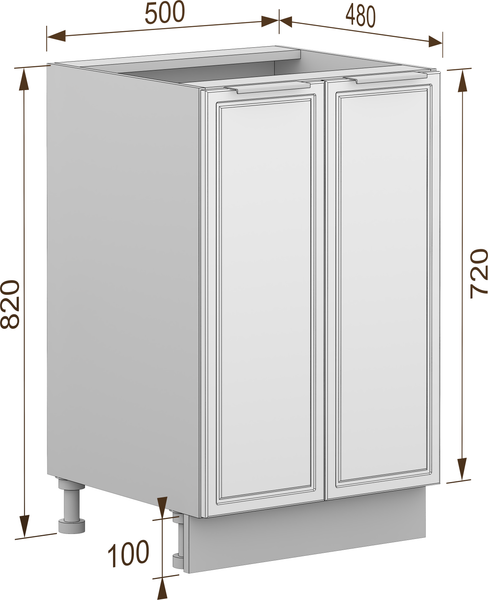 Изображение товара Шкаф-стол кухонный Arvento Корнелия Флок-плюс НШ50р без столешницы (белый софт)