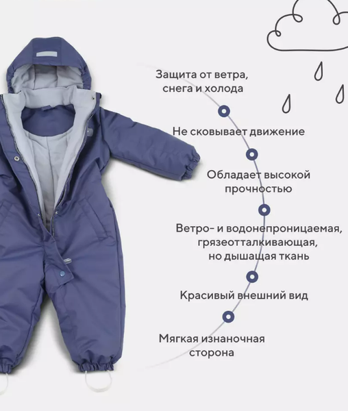 Изображение товара Комбинезон прогулочный детский MOWbaby Eskimo / 158/13-86 (р.86, темно-синий)