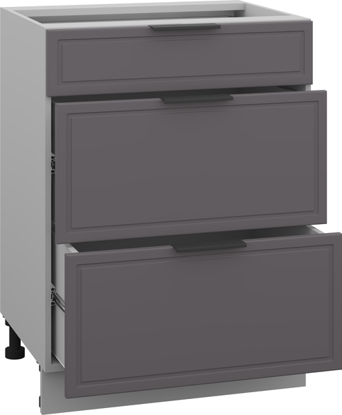 Изображение товара Шкаф-стол кухонный Arvento Корнелия Флок-плюс НШ60р3ш без столешницы (графит софт)