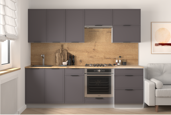 Изображение товара Шкаф-стол кухонный Arvento Корнелия Флок-плюс НШ60р3ш без столешницы (графит софт)