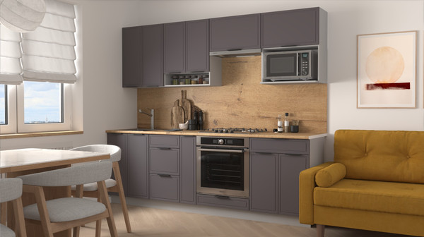 Изображение товара Шкаф-стол кухонный Arvento Корнелия Флок-плюс НШ60р3ш без столешницы (графит софт)