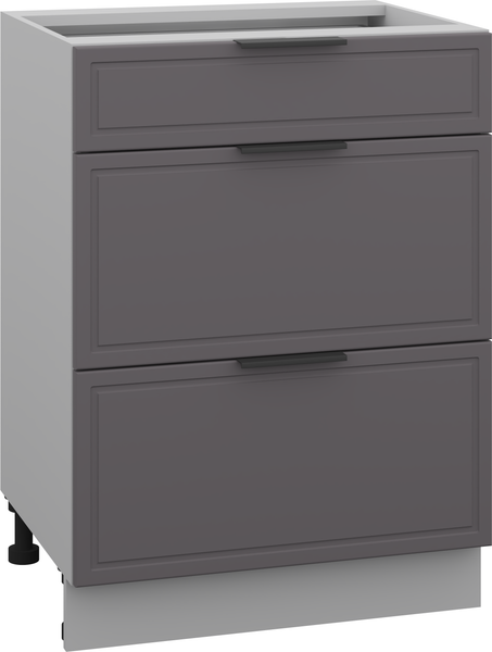Изображение товара Шкаф-стол кухонный Arvento Корнелия Флок-плюс НШ60р3ш без столешницы (графит софт)