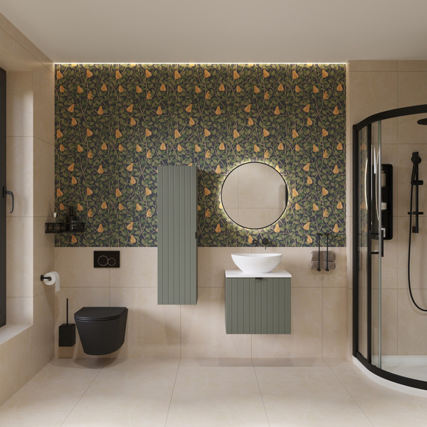 Изображение товара Тумба под умывальник Lauter Melisa 50 (серо-зеленый п/мат, три ручки в комплекте)