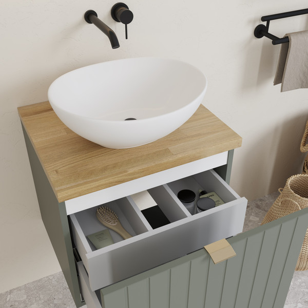 Изображение товара Тумба под умывальник Lauter Melisa 50 (серо-зеленый п/мат, три ручки в комплекте)