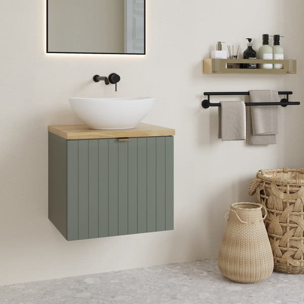 Изображение товара Тумба под умывальник Lauter Melisa 50 (серо-зеленый п/мат, три ручки в комплекте)