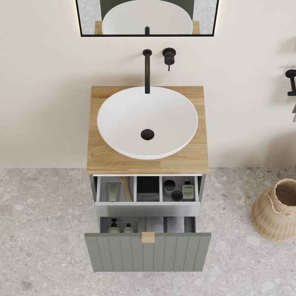 Изображение товара Тумба под умывальник Lauter Melisa 50 (серо-зеленый п/мат, три ручки в комплекте)