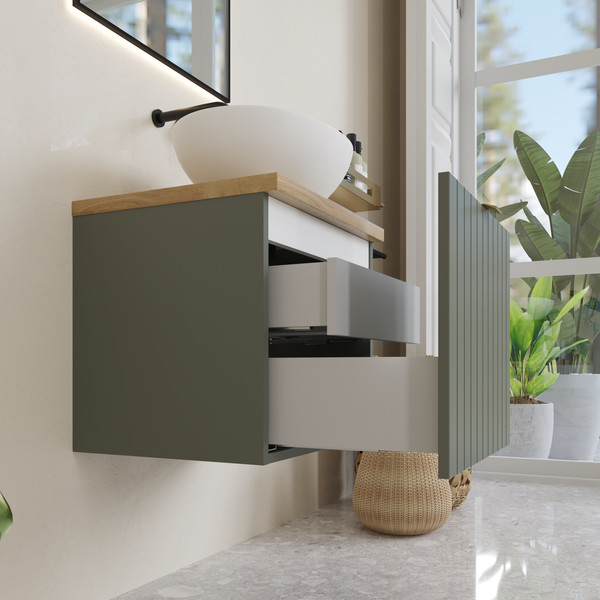 Изображение товара Тумба под умывальник Lauter Melisa 50 (серо-зеленый п/мат, три ручки в комплекте)