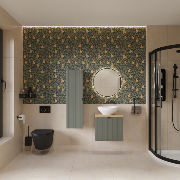 Изображение товара Тумба под умывальник Lauter Melisa 50 (серо-зеленый п/мат, три ручки в комплекте)