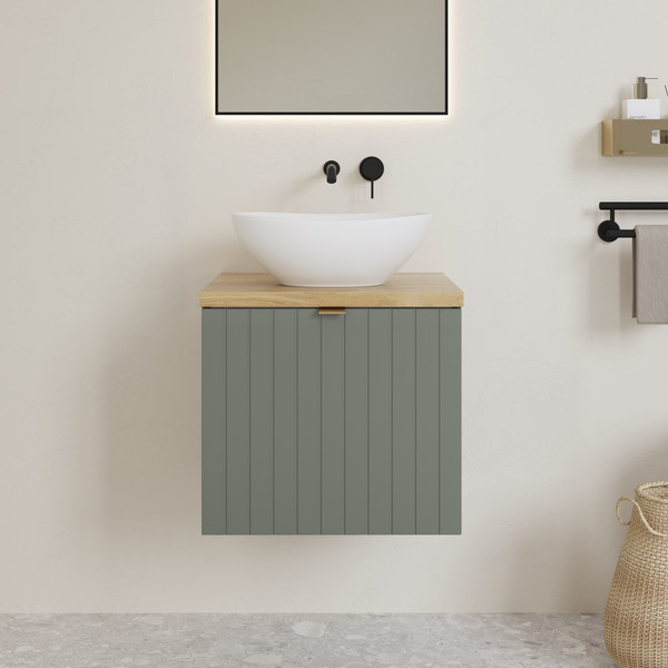 Изображение товара Тумба под умывальник Lauter Melisa 50 (серо-зеленый п/мат, три ручки в комплекте)