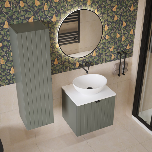 Изображение товара Тумба под умывальник Lauter Melisa 50 (серо-зеленый п/мат, три ручки в комплекте)